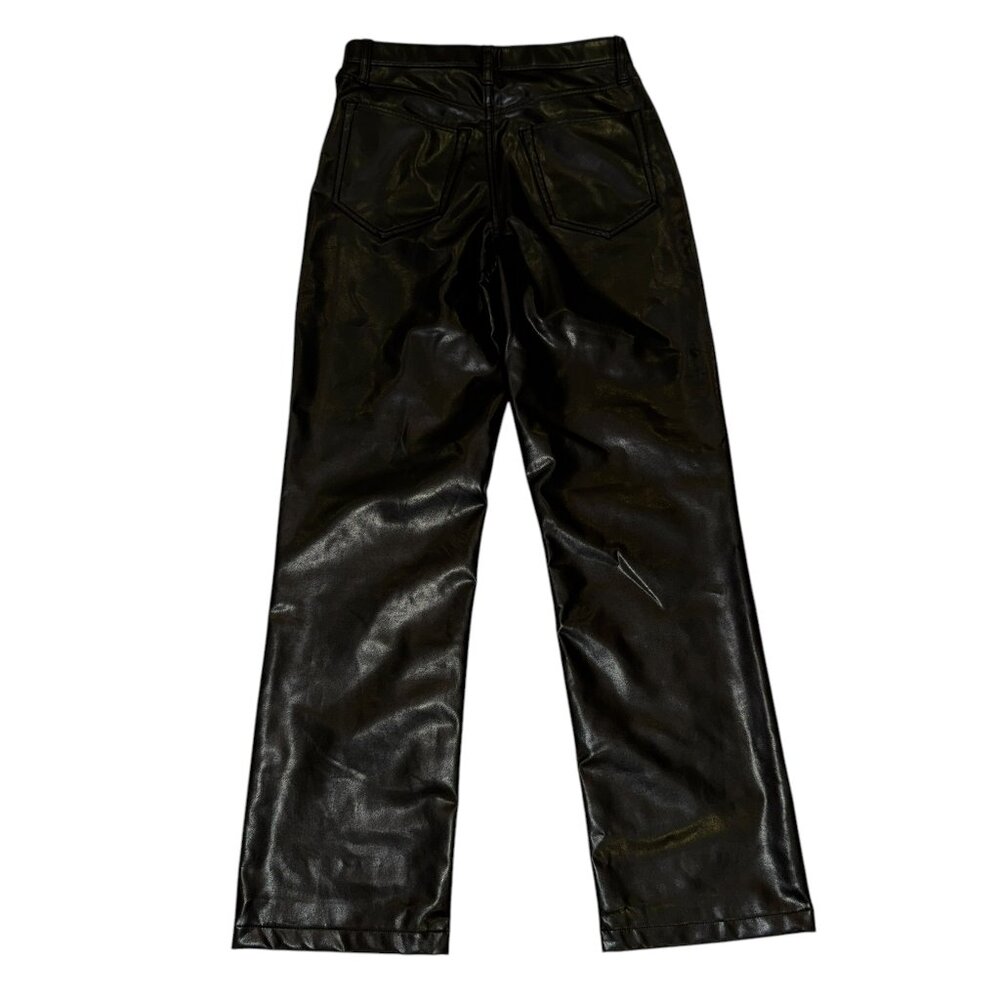 Abercrombie & FItch Faux Black Leather The '90s Straight Rise Jeans Sz 2β¦ - Picture 6 of 12